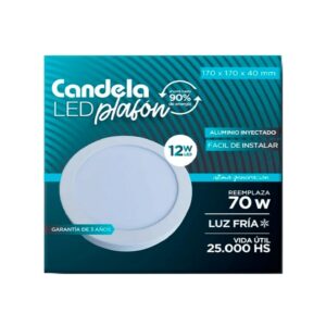 Plafón Led Base/aplicar 12w Redondo Aluminio 220v Luz Fria