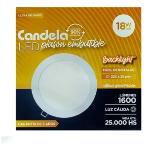 Plafon Led Embutible Redondo Pvc 18w Luz Cálida Candela